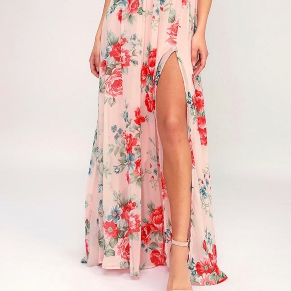 Lulu’s Garden Meandering Maxi Dress Blush Floral NEW WITH TAGS Small - Picture 3 of 16